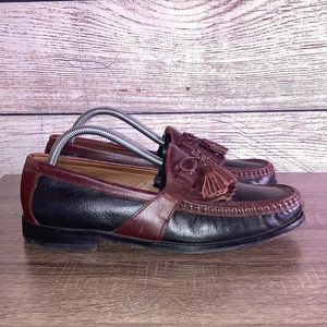 Mens Johnston & Murphy Aragon II Kiltie Tassel Black Smooth/Antique Mahogany 9.5